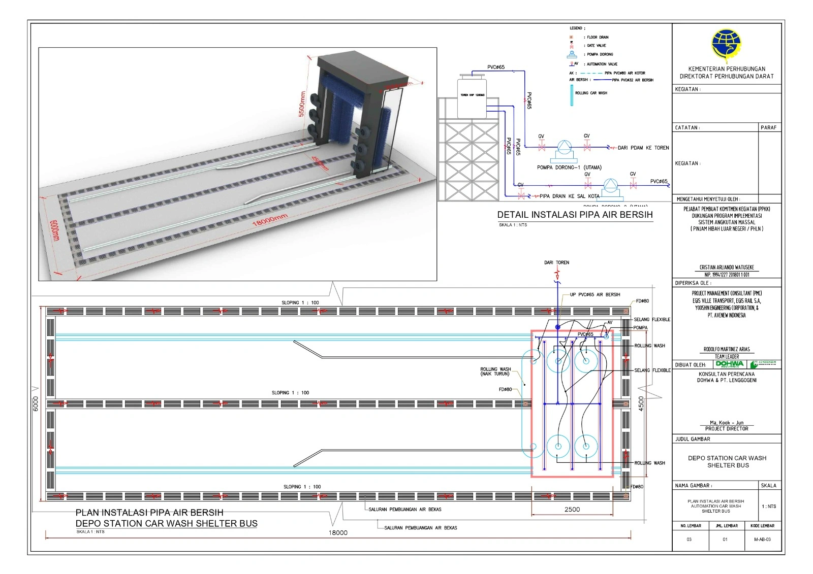 gambar shop dwg instalasi air bersih Automation Car Wash Shelter Bus-Bandung
